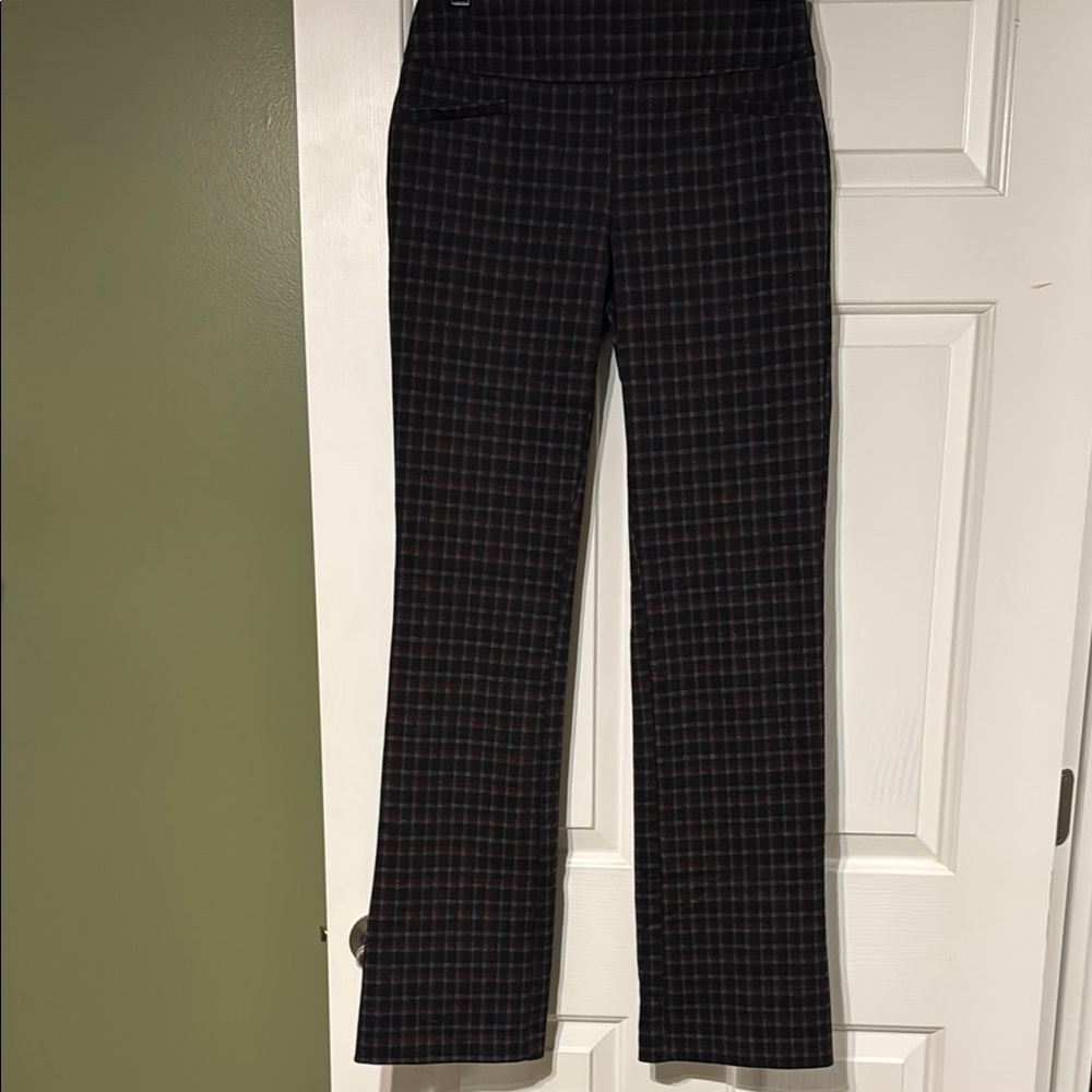 New York & Company Black and Red Plaid Boot Cut Pants